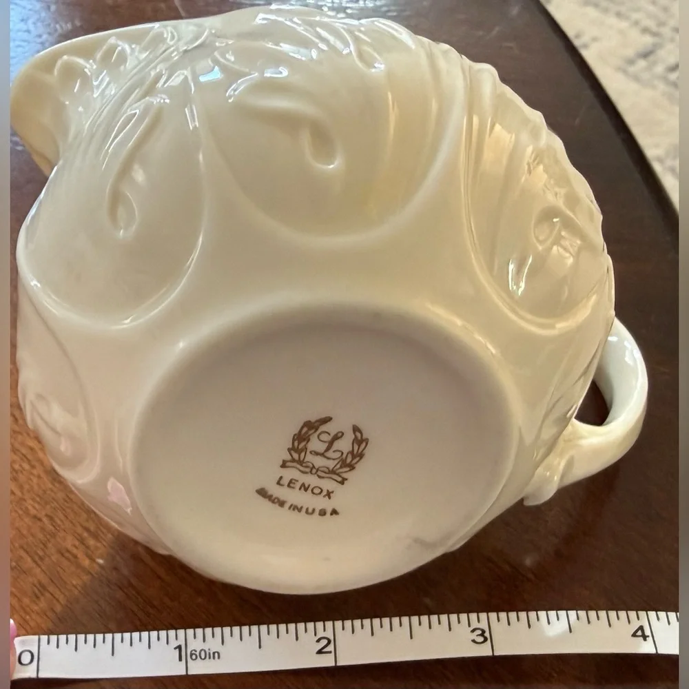 Vintage Lenox Cream and Gold Embossed Porcelain Creamer
